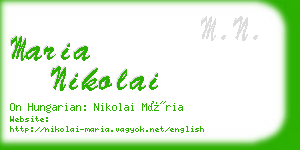 maria nikolai business card